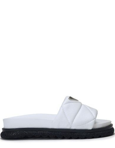 Белые кожаные летние шлепанцы