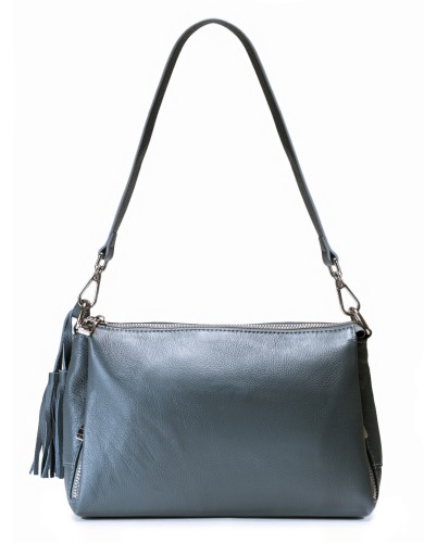 Голубая кожаная маленькая женская сумка