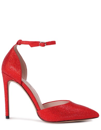 Червоні  шкіряні літні  туфлі на підборі