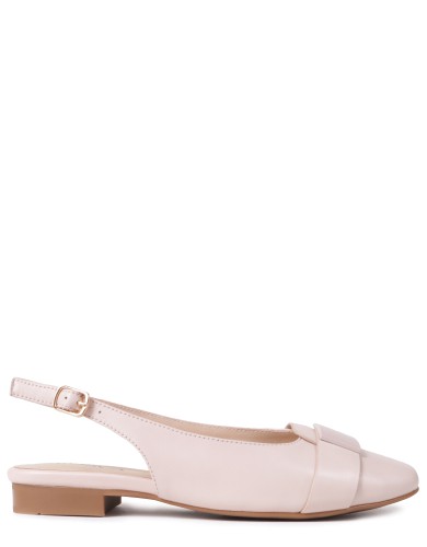 Пудрові  шкіряні літні  туфлі на підборі