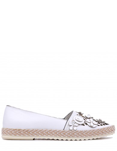 Белые кожаные летние слипоны