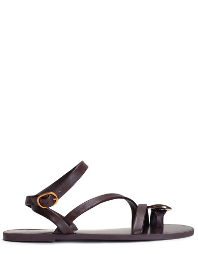 Бордовые кожаные летние сандалии