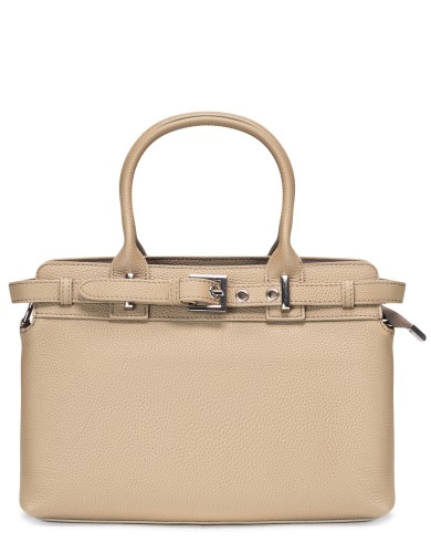 Серая кожаная средняя женская сумка