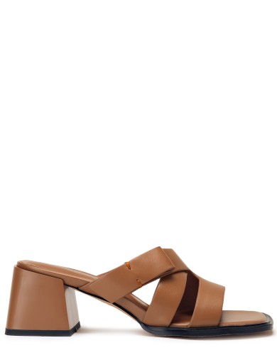 Коричневые кожаные мюли