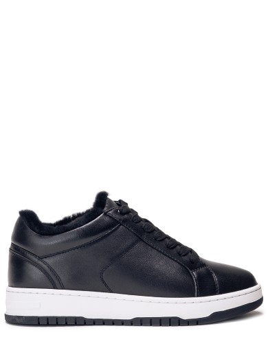 Чорні  шкіряні зимові кеди