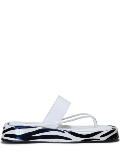 Белые кожаные летние шлепанцы