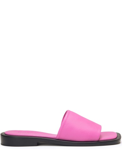 Розоовые кожаные летние шлепанцы