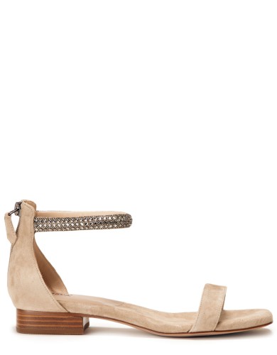 Бежевые замшевые летние босоножки