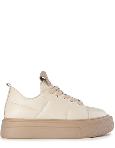 Бежевые кожаные демисезонные  кеды