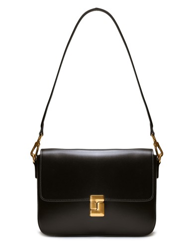 Черная кожаная маленькая женская сумка