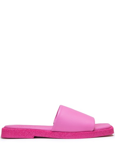 Розоовые кожаные летние шлепанцы