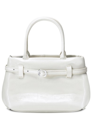 Белая кожаная маленькая женская сумка