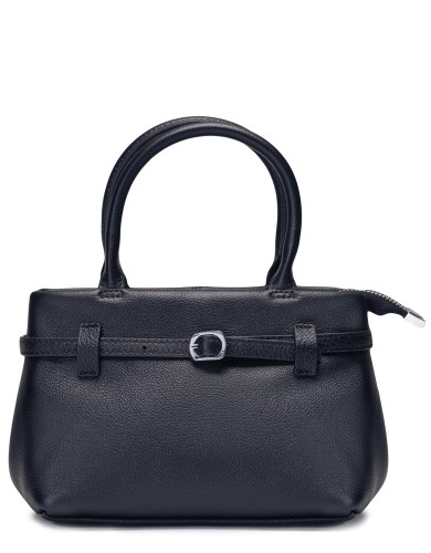 Черная кожаная маленькая женская сумка