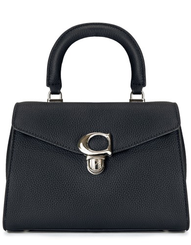 Черная кожаная маленькая женская сумка