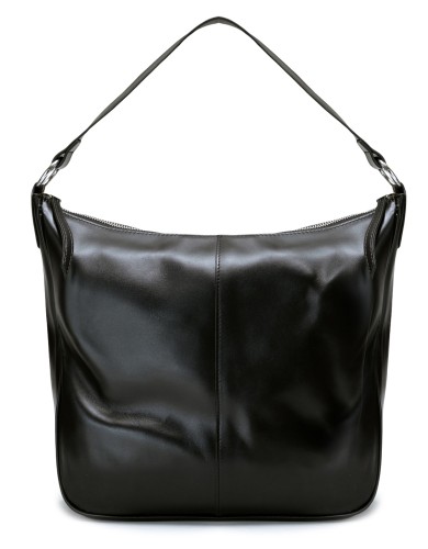 Чорна шкіряна велика жіноча сумка