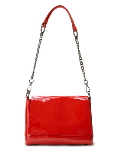 Красная лаковая маленькая женская сумка