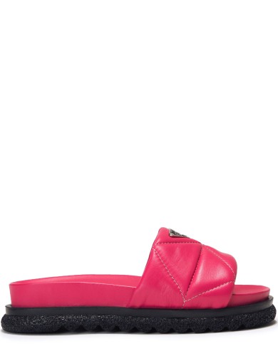 Розоовые кожаные летние шлепанцы