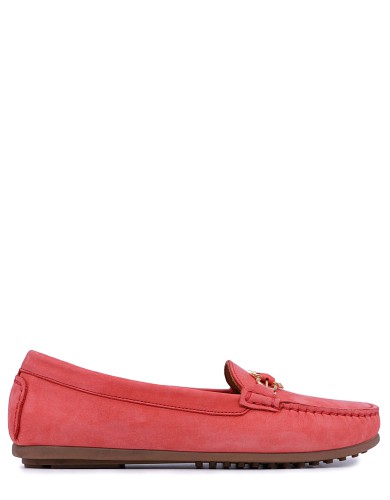 Красные нубуковые демисезонные  мокасины