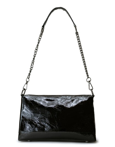 Черная лаковая средняя женская сумка