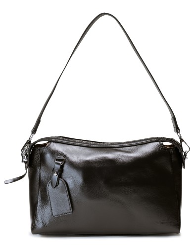 Черная кожаная средняя женская сумка