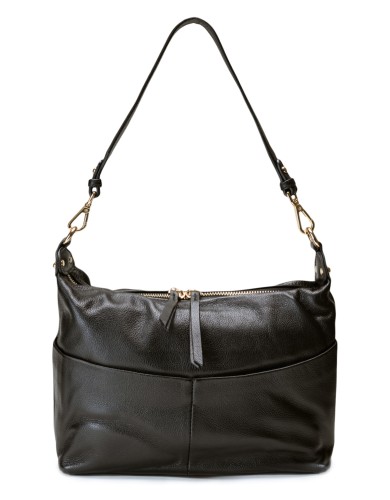 Черная кожаная средняя женская сумка