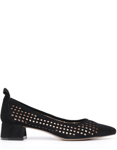 Черные  летние туфли на каблуке