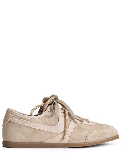 Бежевые кожаные демисезонные  кроссовки