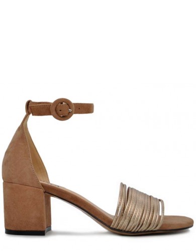 Бежевые кожаные летние босоножки