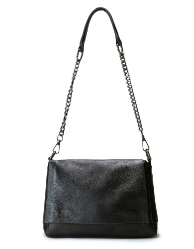 Чорна шкіряна маленька жіноча сумка