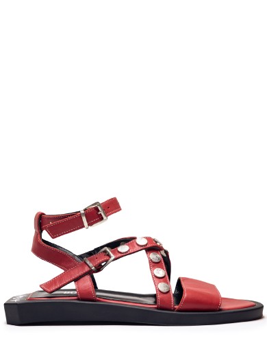Красные кожаные летние сандалии