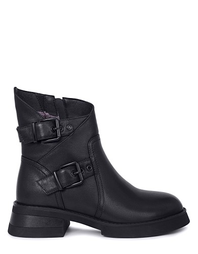 Чорні  шкіряні зимові черевики 