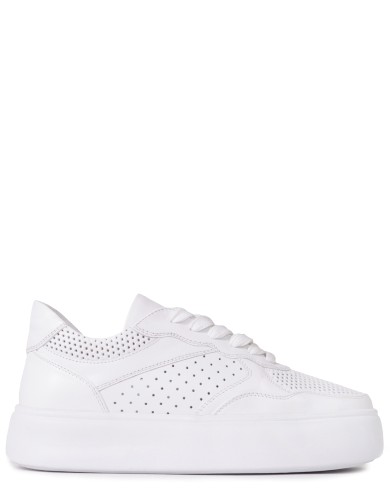 Белые кожаные летние кеды