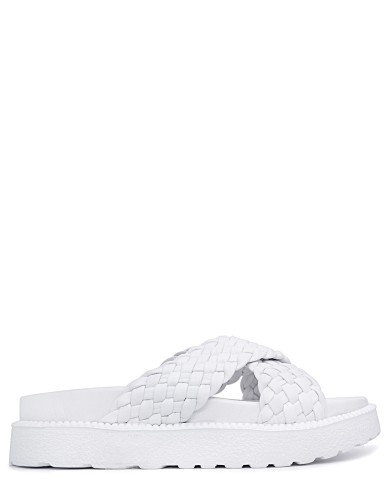 Белые кожаные летние шлепанцы