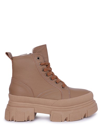 Коричневые кожаные демисезонные ботинки