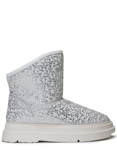 Білі текстильні  зимові уггі 