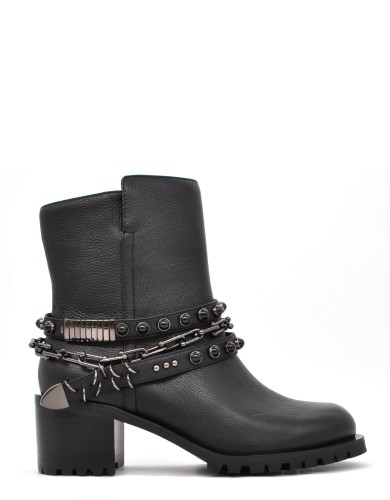 Черные кожаные демисезонные ботинки 