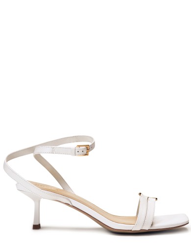 Белые кожаные летние босоножки