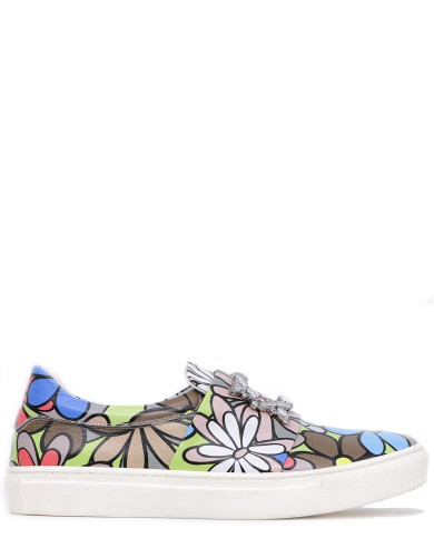 Різнобарвні шкіряні демісезонні сліпони