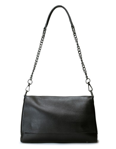 Черная кожаная средняя женская сумка