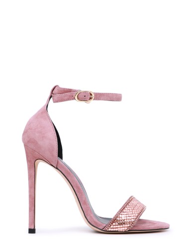 Розоовые замшевые летние босоножки