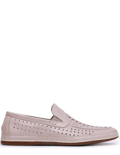 Бежеві шкіряні літні мокасини