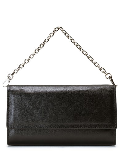 Черная кожаная маленькая женская сумка