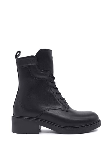 Чорні  шкіряні зимові черевики 