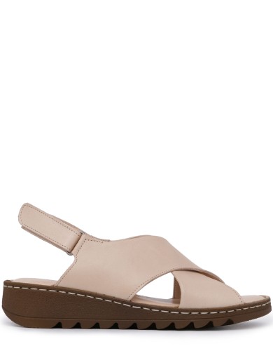 Бежевые кожаные летние сандалии