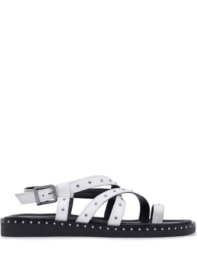 Белые кожаные летние сандалии