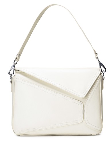 Белая кожаная средняя женская сумка