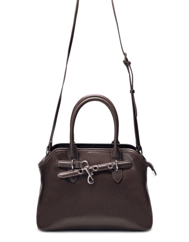 Коричневая кожаная средняя женская сумка