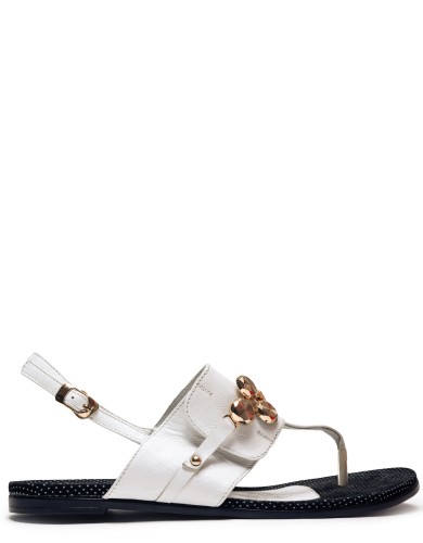 Белые кожаные летние сандалии