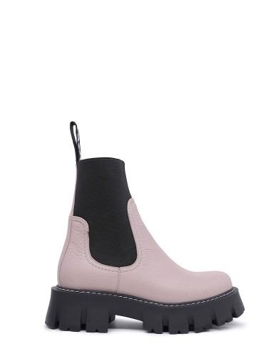 Бежевые кожаные демисезонные ботинки 