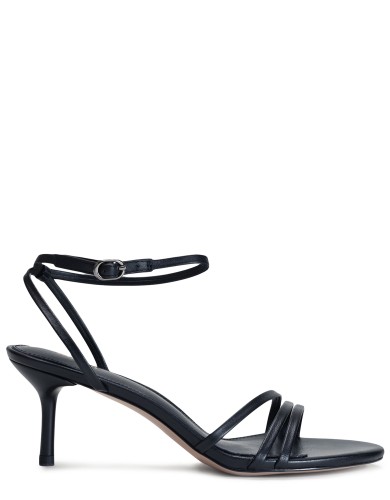 Черные кожаные летние босоножки